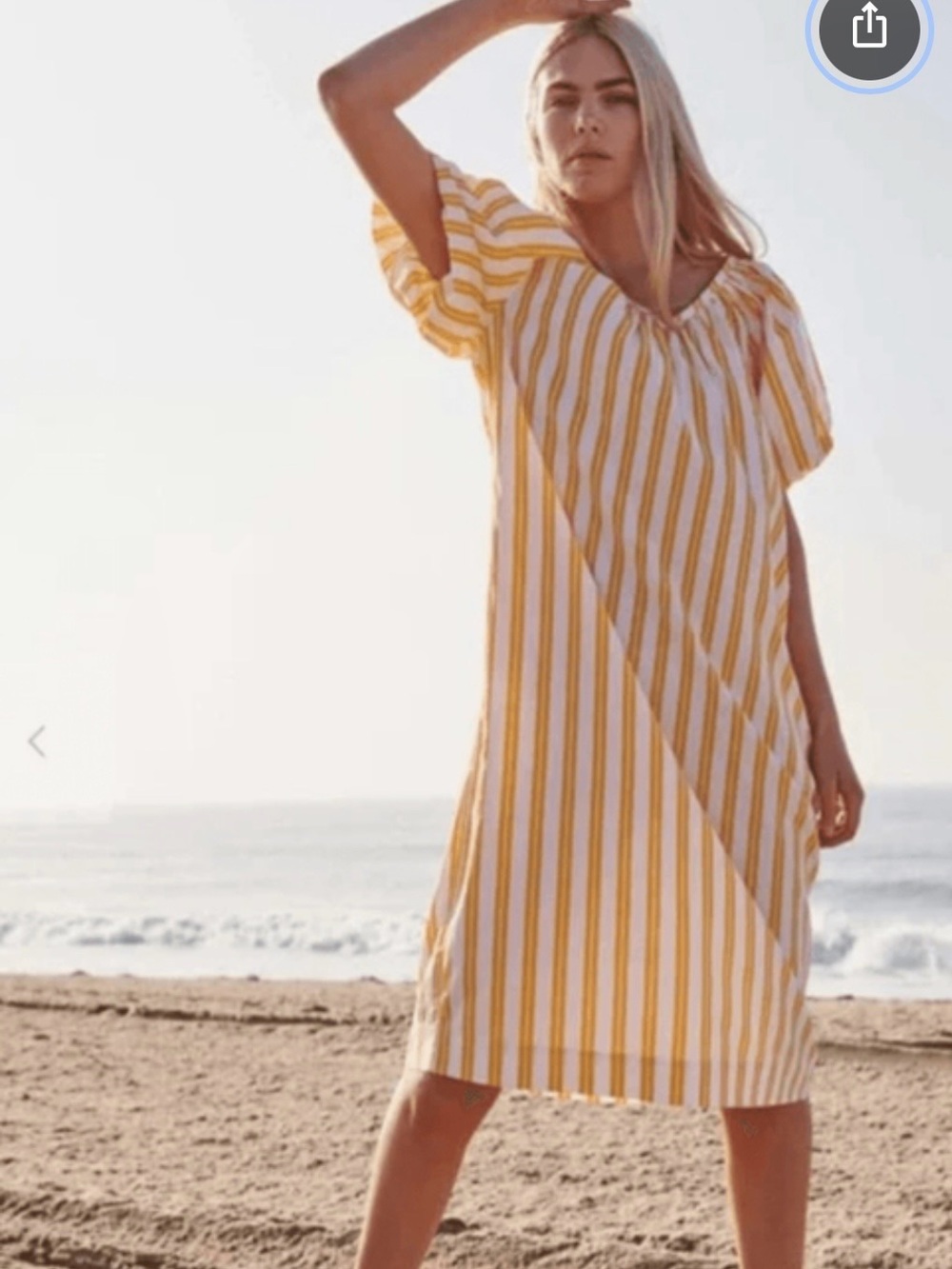 Sundry Yellow and White Striped Cotton Dress size XL